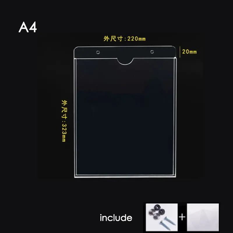 A4 Wall Mount Pamphlet Flyer Holder Acrylic Brochure Holders Clear Plastic Single Pocket Literature Brochure Holder Letter Size