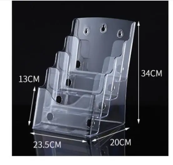 A4 Acrylic leaflet holders wall mounted brochure holder  4 tier plastic literature holder