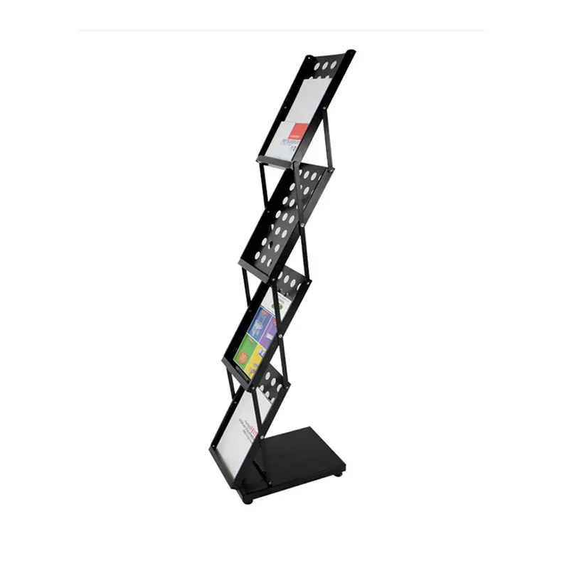 L shape Black Folding iron Literature display A4 magazine catalogue holder advertising brochure rack stand