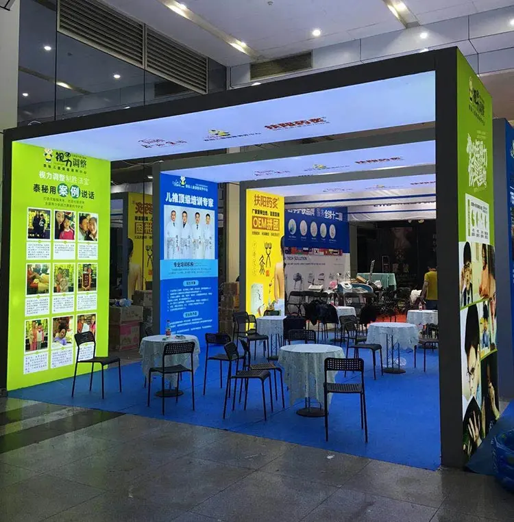 You can use customized aluminum light box display in Carton Fair